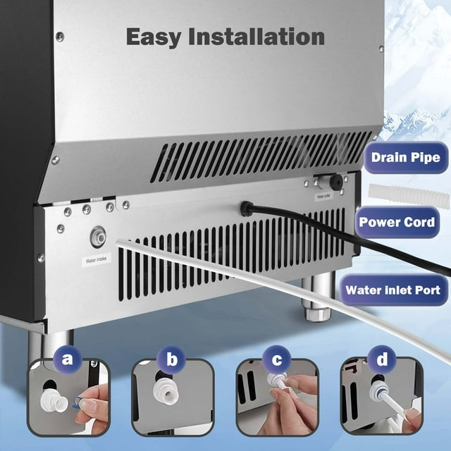 Auseo High-Capacity Ice Maker - 200lbs/Day, Self-Cleaning, LCD Display