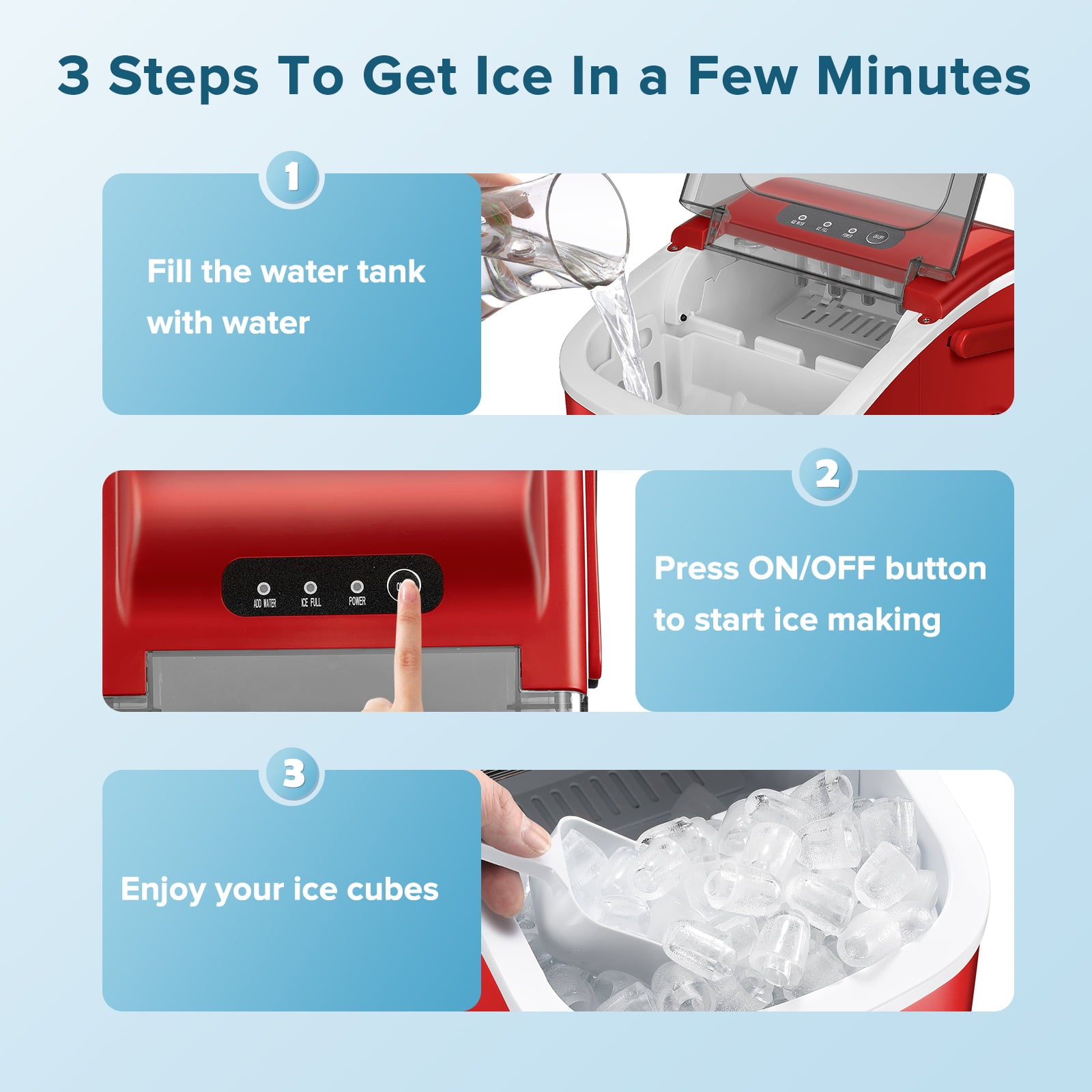 Auseo Compact Ice Maker, Fast & Portable for Home, Office, Parties