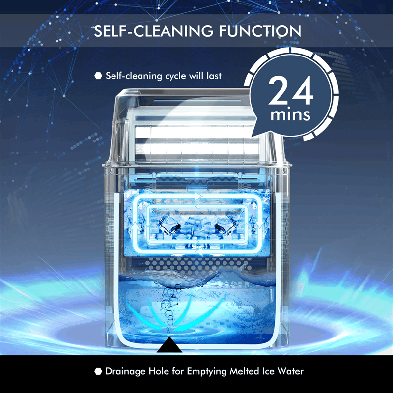 Portable Countertop Ice Maker with Top Inlet and Adjustable Ice Thickness
