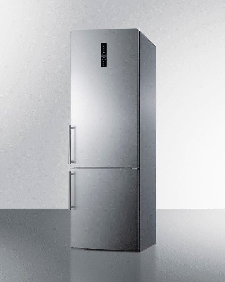 Summit 24" 10.8 cu. ft. Counter Depth Bottom Freezer Refrigerator with Ice Maker - Stainless Steel