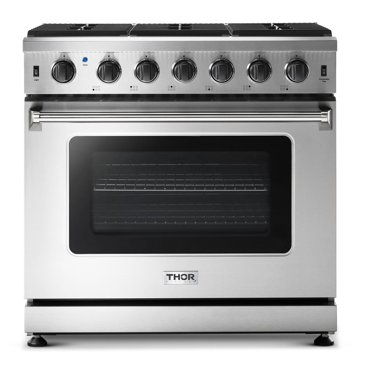 Thor Kitchen 36" Stainless Steel Appliance Package with Range, Hood, Fridge, and More