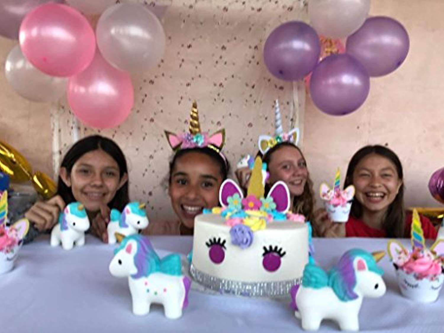Unicorn Party Supplies Set with Cake Topper & Piping Kit