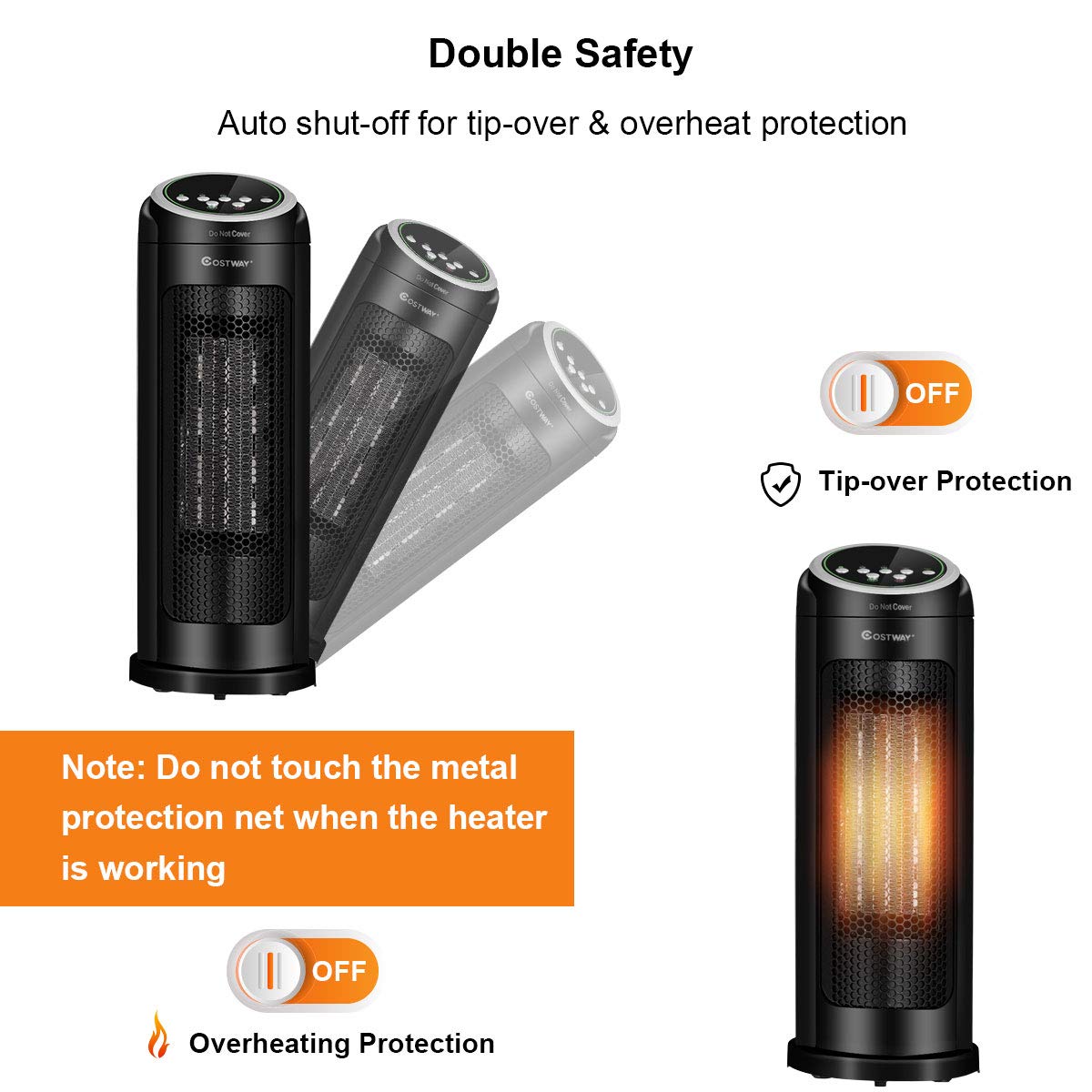 Whisper-Quiet Ceramic Tower Heater with Remote
