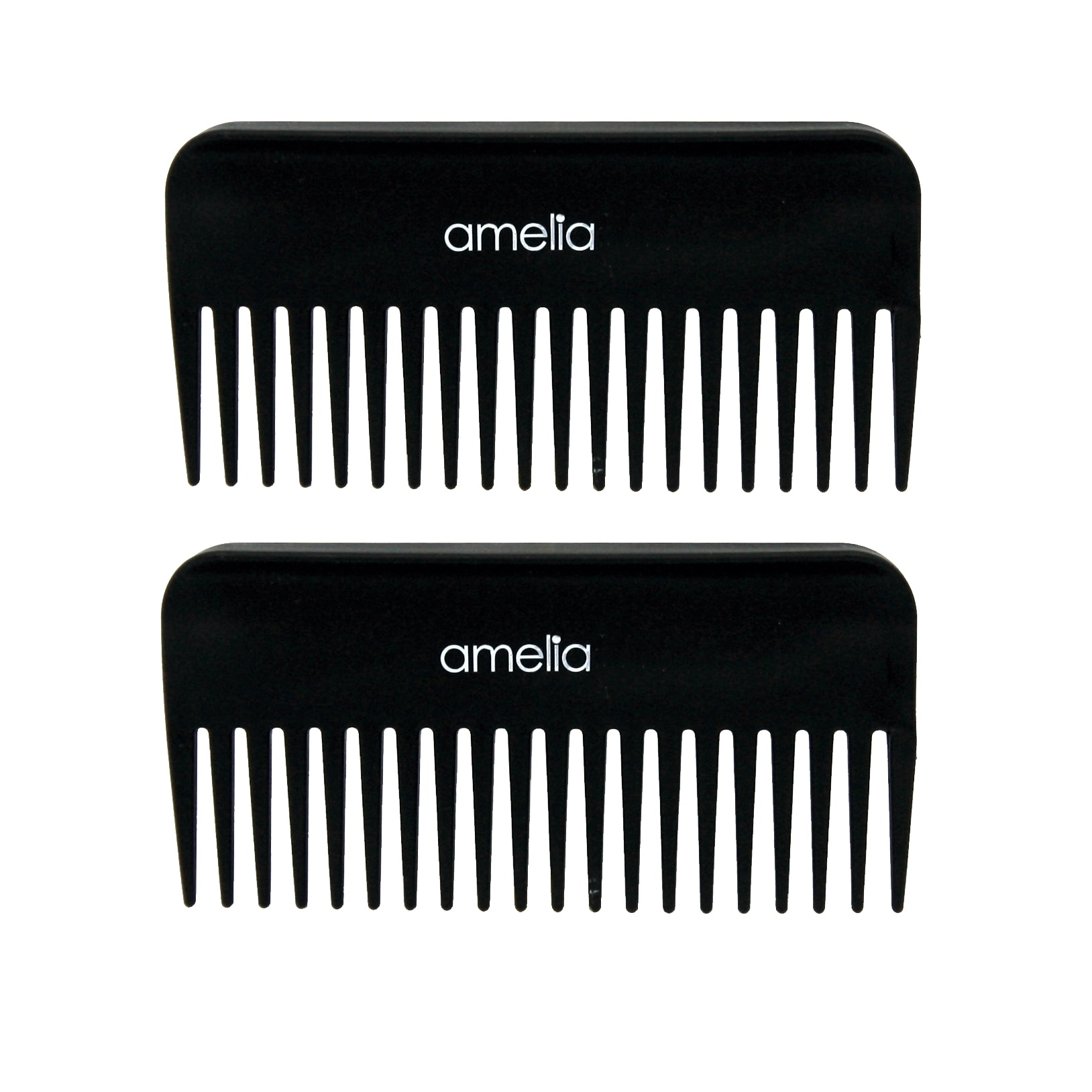 Amelia Beauty Black Plastic Detangling Rake Comb, 2-Pack, USA Made