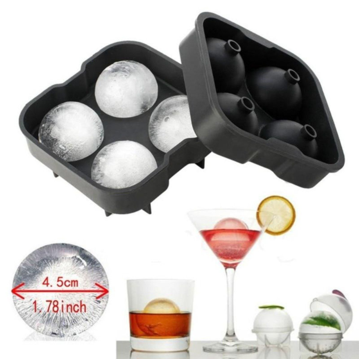 Premium Silicone Ice Cube Ball Maker Mold Tray