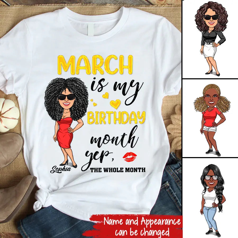 Elegant March Birthday Shirt for Queens