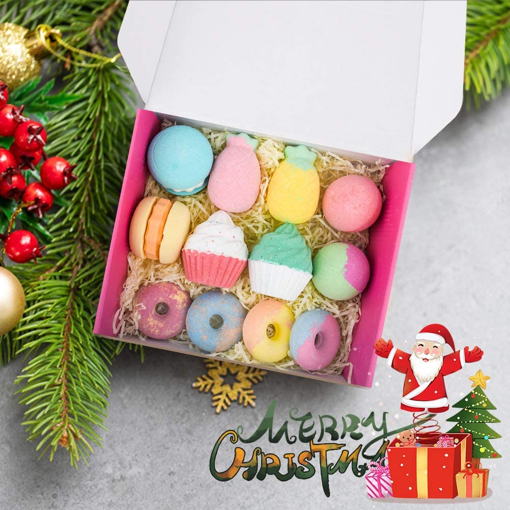 Suntee Luxury Bath Bombs Gift Set, 12 Handmade Spa Fizzers with Essential Oils and Shea Butter