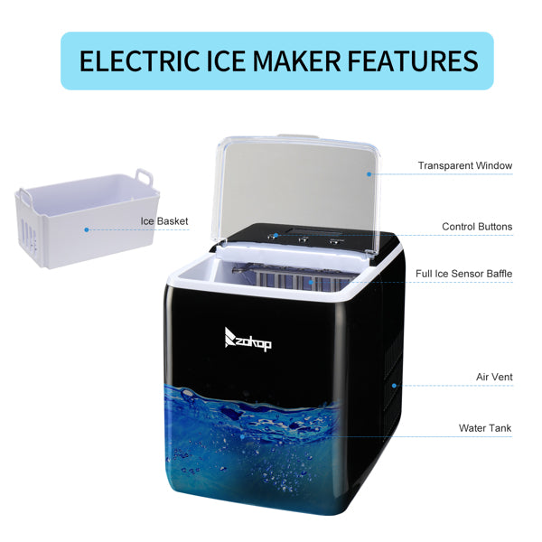 Portable Ice Maker Machine with Transparent Cover