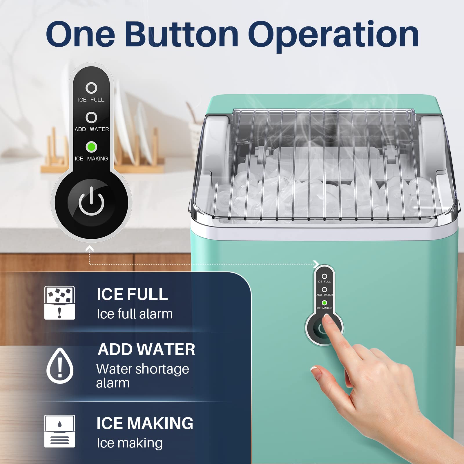 Portable Ice Maker with Self-Cleaning, 26 lb/24h, Compact Design