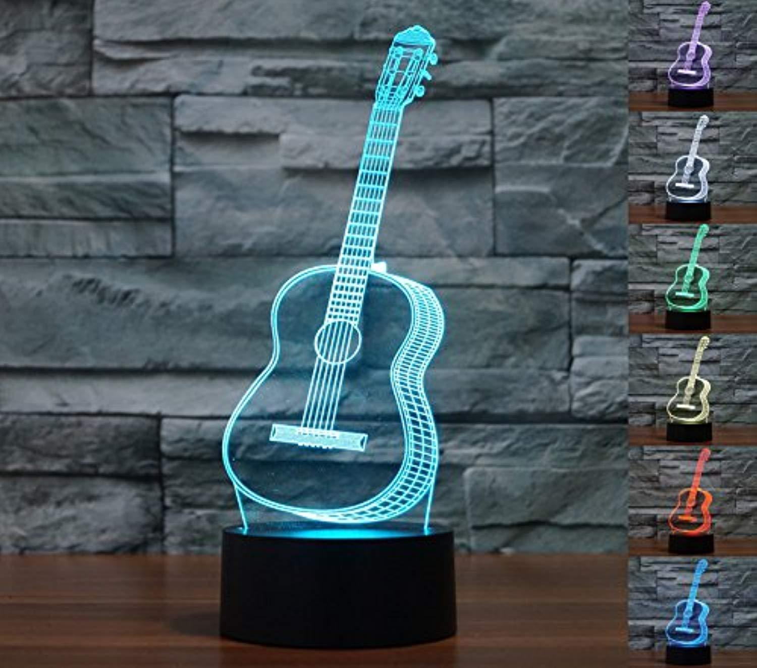 Lmeison 3D Optical Illusion Guitar Desk Lamp - 7 Color Changing LED Night Light