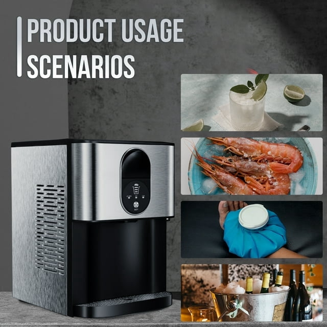 KISSAIR Compact Nugget Ice Maker, 44 lbs/24H, Self-Cleaning, Easy Operation
