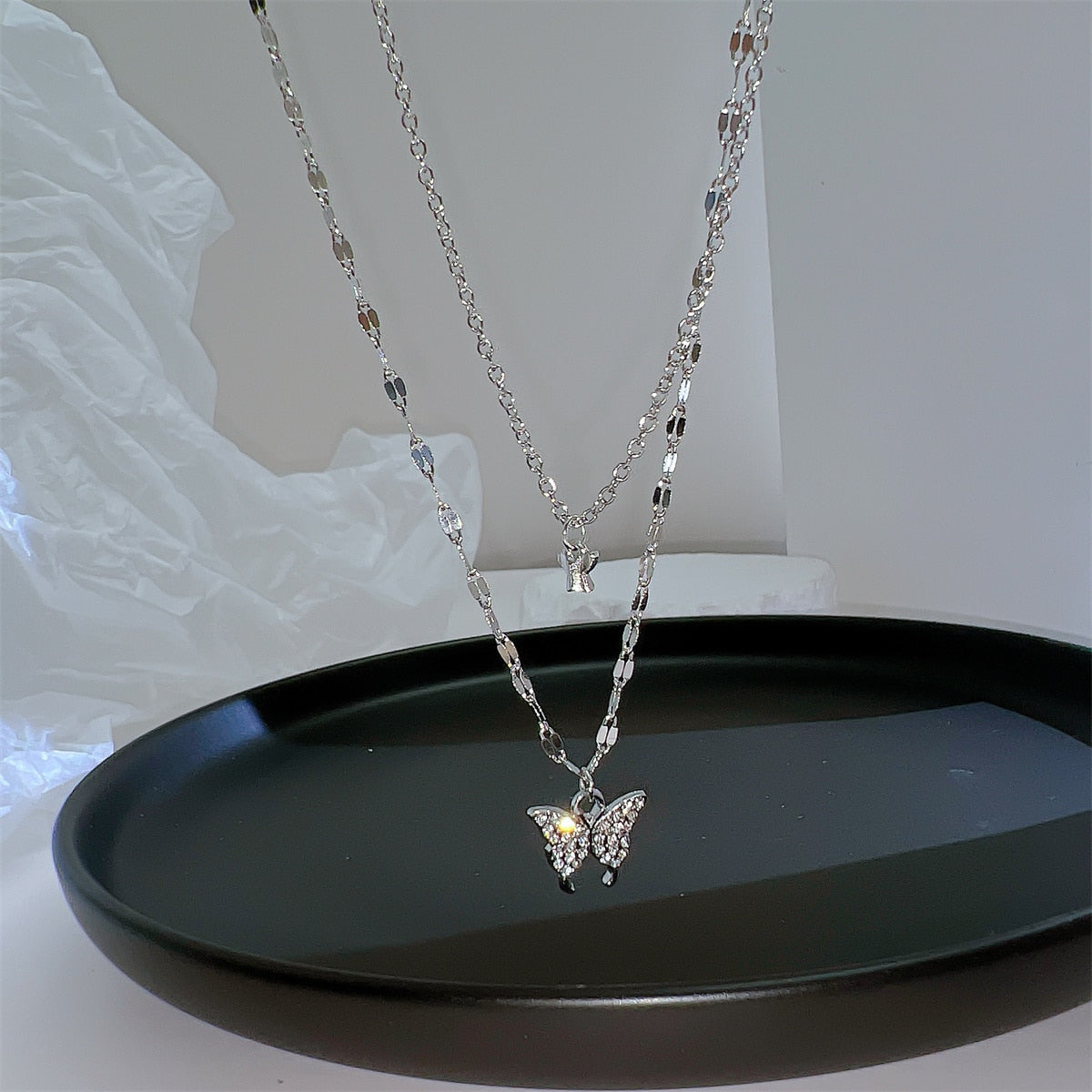 17KM Romantic Heart Pendant Zircon Necklace for Women