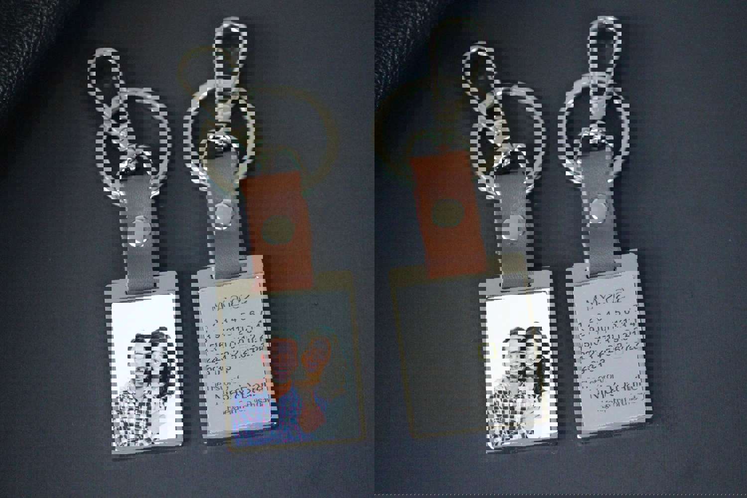 Personalized Metal Photo Keychain with Engraving