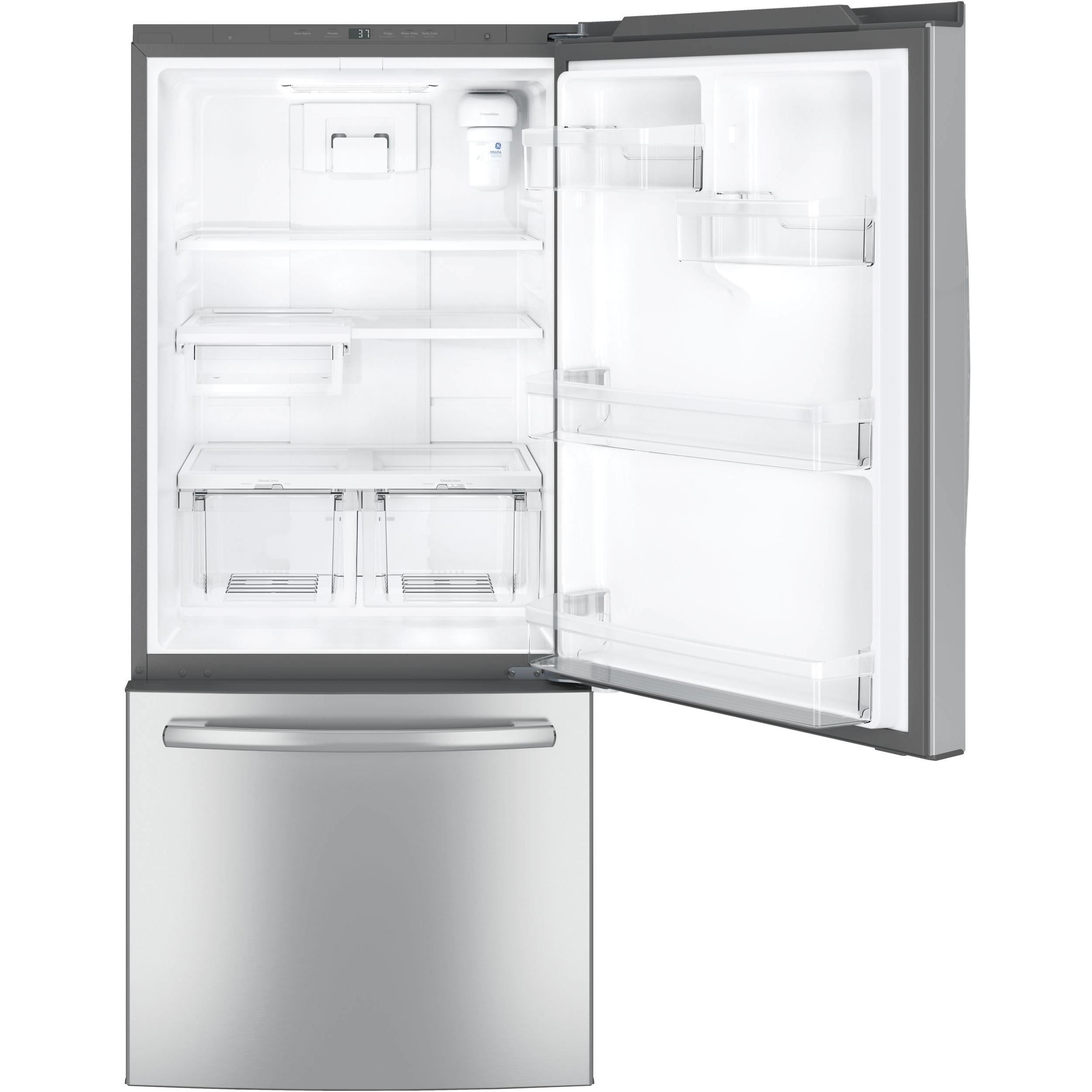 GE 30-inch Bottom Freezer Refrigerator with Interior Ice Maker