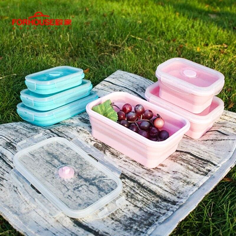 Premium Silicone Lunch Box - Foldable, Leakproof, and Microwavable