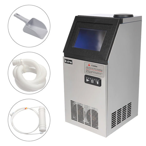 ZOKOP Stainless Steel Ice Maker - High-Capacity Cube Ice Machine