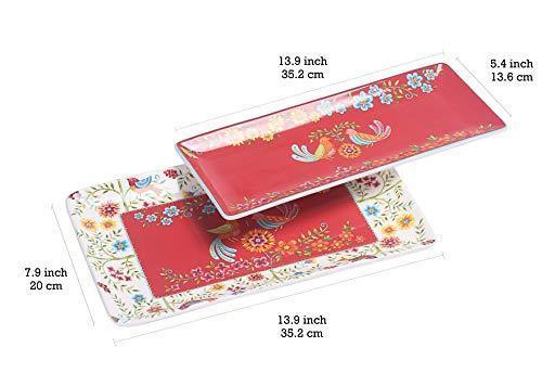 Bico Havana 14" Rectangular Ceramic Serving Platters Set, 2-Piece