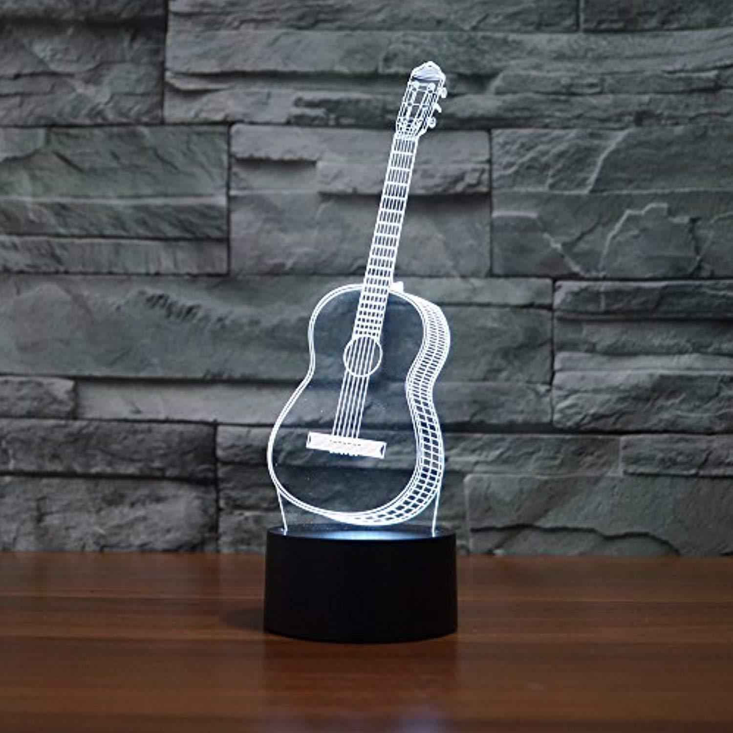 Lmeison 3D Optical Illusion Guitar Desk Lamp - 7 Color Changing LED Night Light