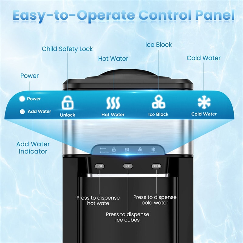 3-in-1 Countertop Water Cooler Dispenser with Ice Maker