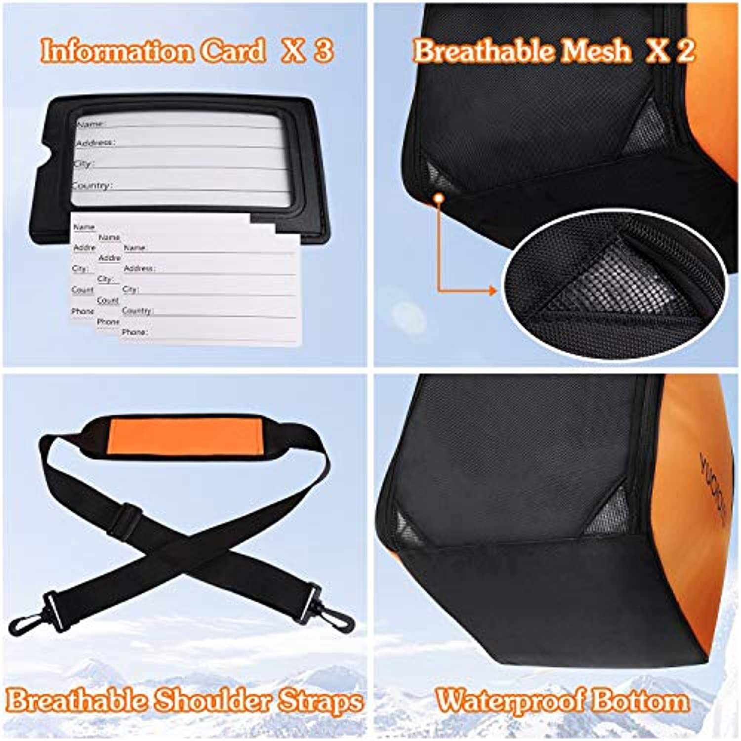 YUOIOYU Waterproof Ski Boot Bag - Travel-Ready Storage for Snow Gear