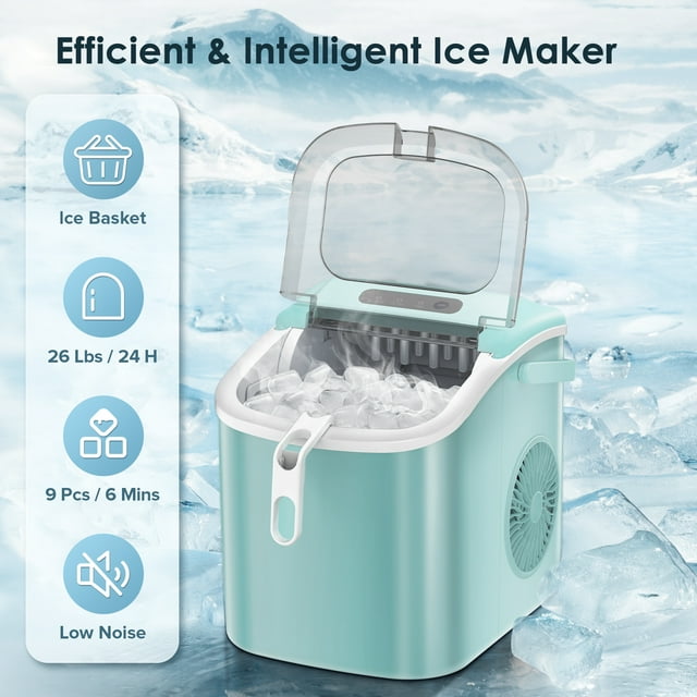 Auseo Portable Ice Maker, Fast and Efficient Countertop Machine
