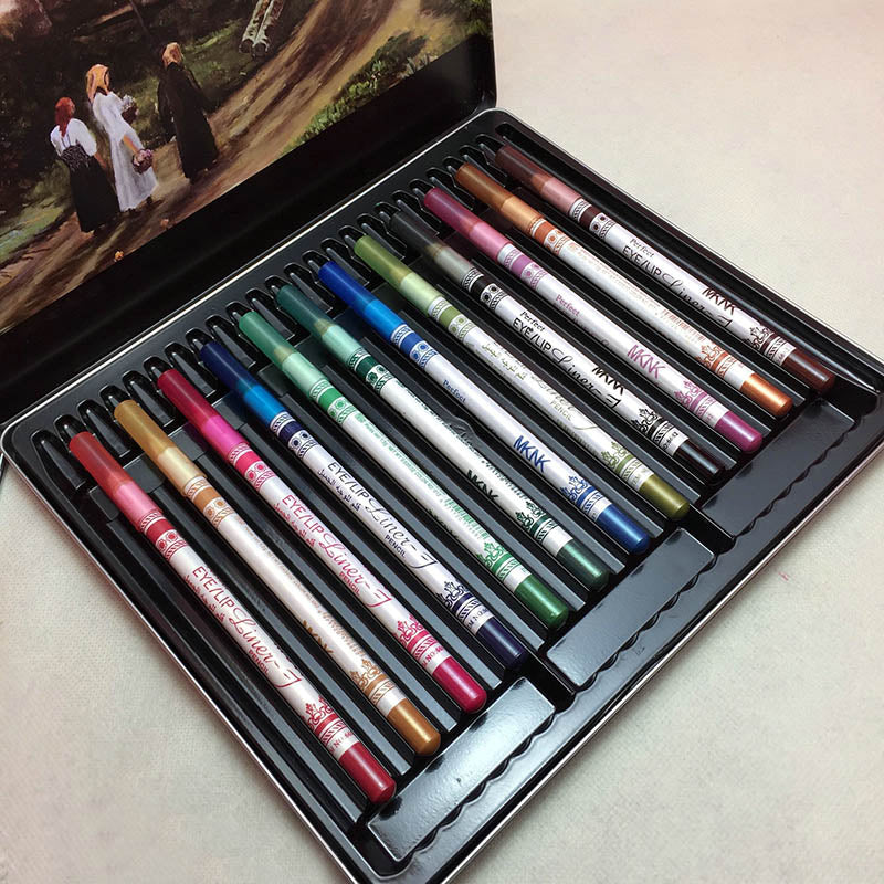 12-Piece Waterproof Eyeliner & Shadow Palette Set