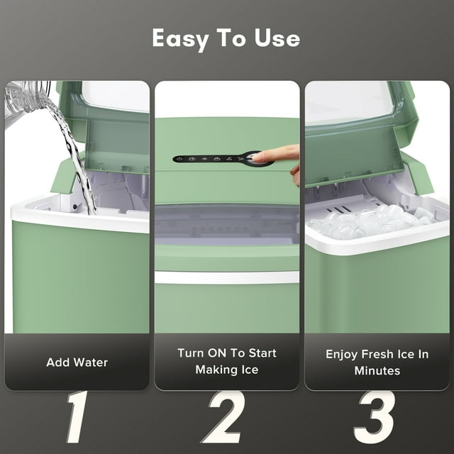 KISSAIR Compact Ice Maker - Efficient, Portable, and Stylish for Home & Office