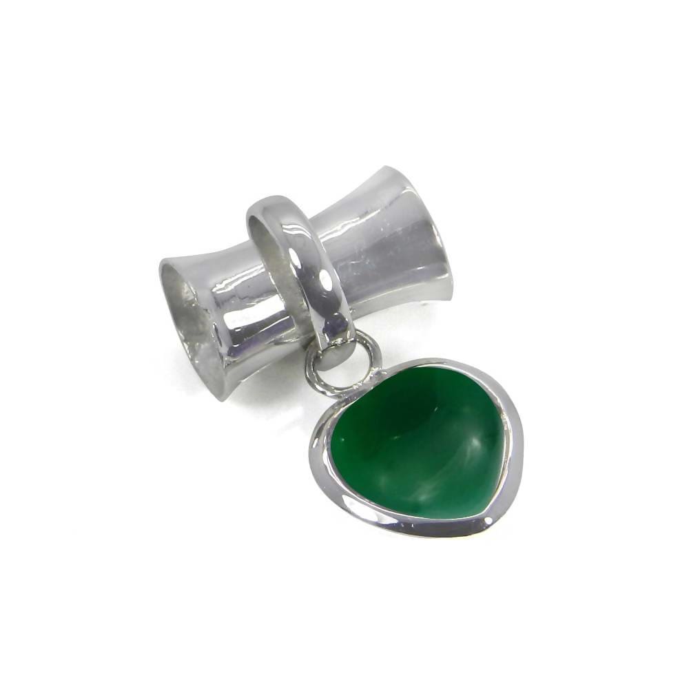 Handcrafted Green Onyx Heart Pendant in 925 Sterling Silver
