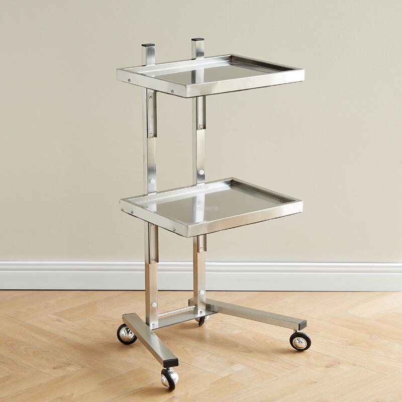 Stylish Stainless Steel Salon Trolley with Wheels for Beauty Professionals