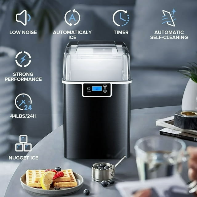 KISSAIR Portable Nugget Ice Maker with Self-Cleaning, LED Display