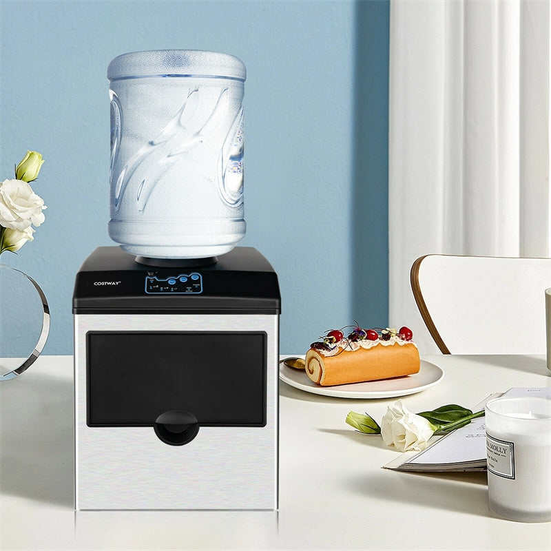 Stainless Steel 48lbs Ice Maker with Built-in Water Dispenser