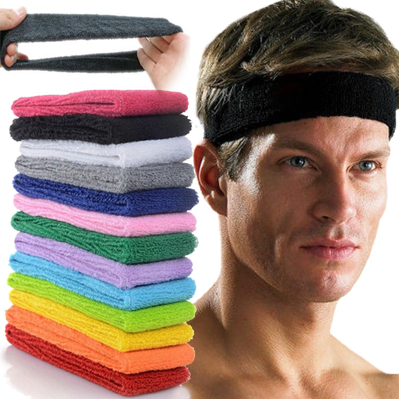 Unisex Elastic Cotton Sweatband Headband for Fitness and Style
