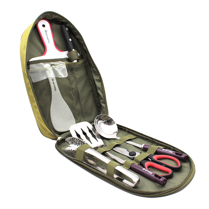 Portable Outdoor Cooking Utensil Set, 8-Piece Stainless Steel Travel Kit for Camping, Hiking, and BBQ
