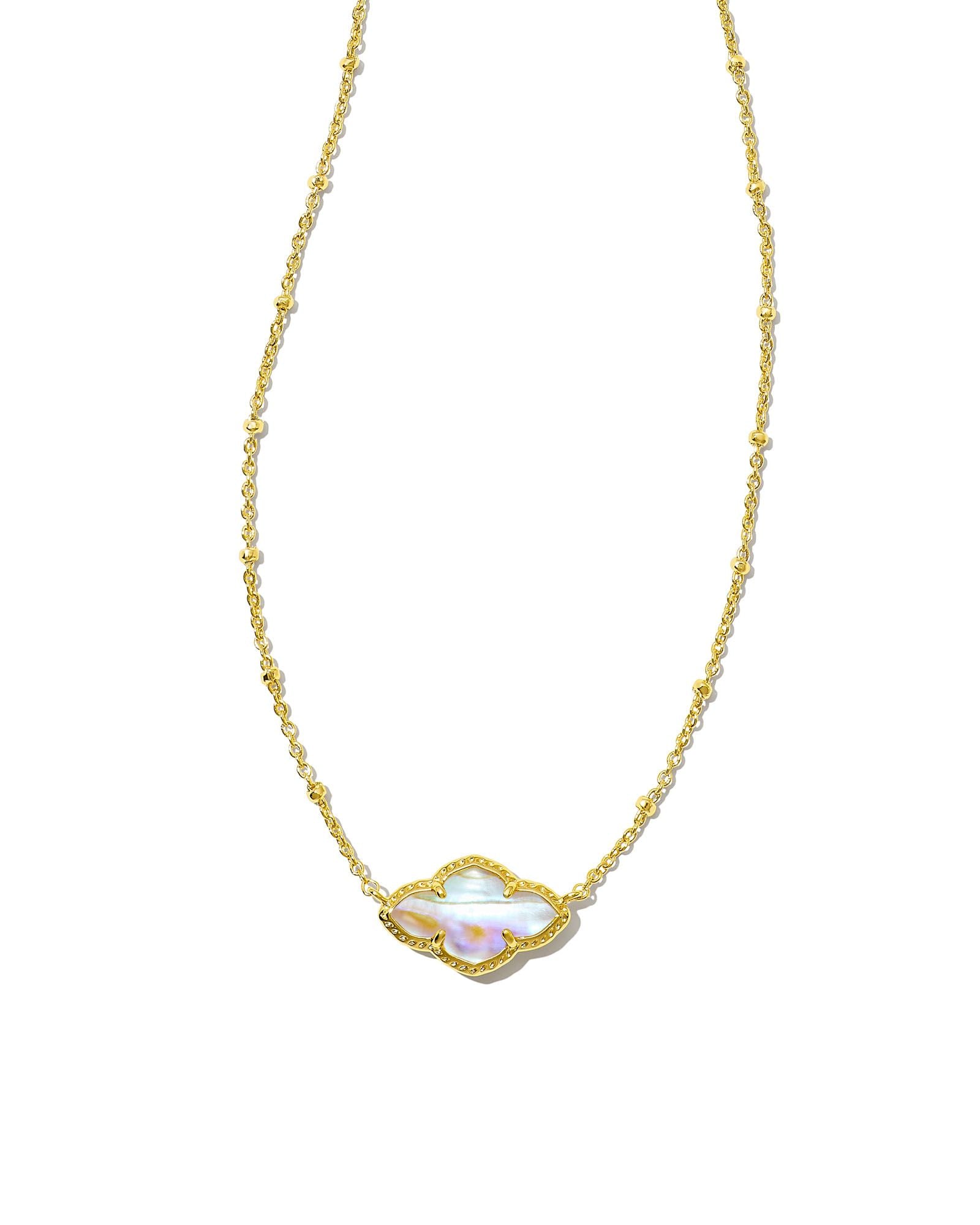 Kendra Scott Abbie Gold Pendant Necklace in Iridescent Abalone