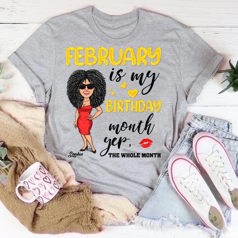 February Birthday Queen Shirt, Custom-Made for February-born Ladies