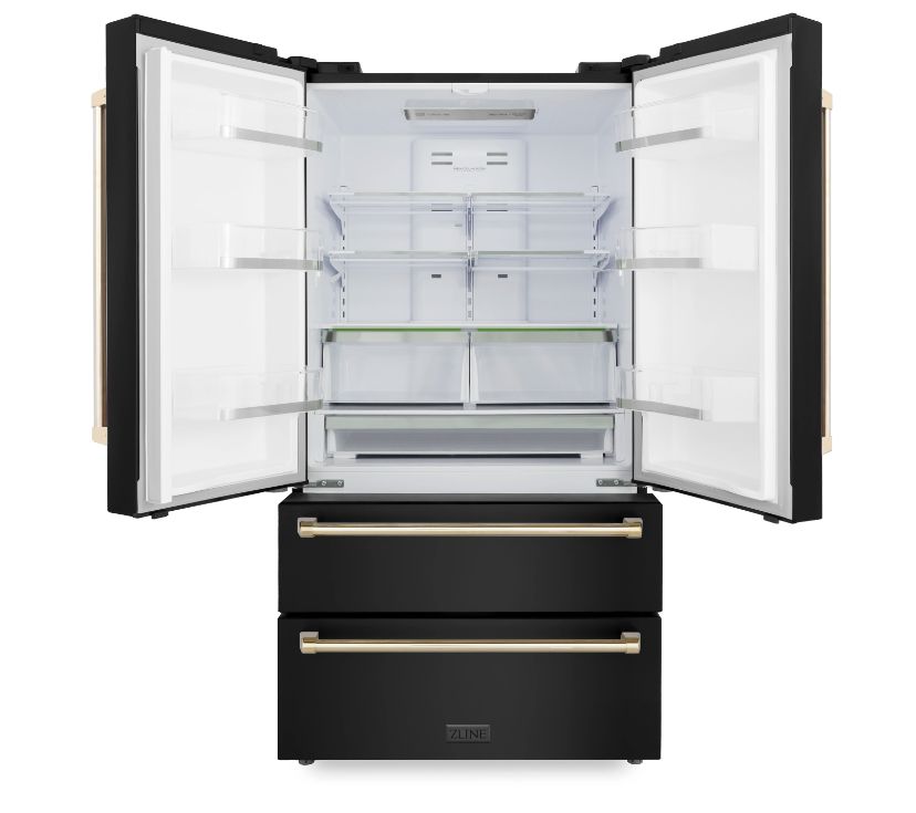 ZLINE 36" Black Stainless Steel French Door Refrigerator with Ice Maker