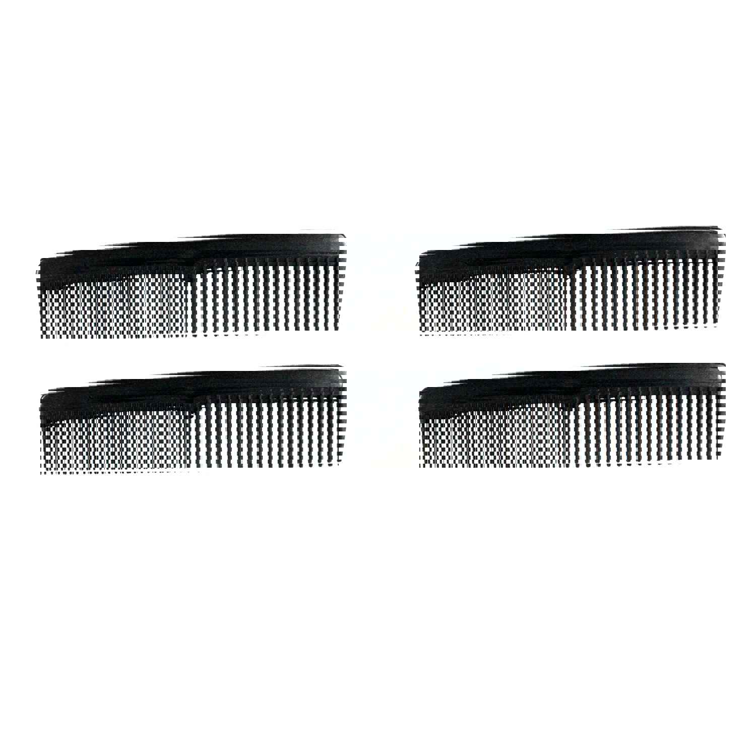 Amelia Beauty 7" Black Plastic Styling Comb, 2-Pack, USA Made, Professional Grade