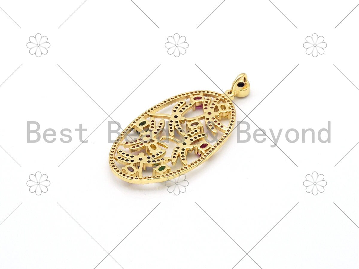 Glittering Dragonfly Pendant with CZ, 18K Gold Filled Charm