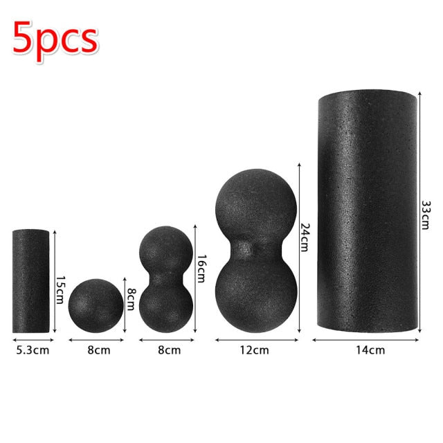 Premium Yoga Massage Foam Roller & Fitness Ball Set