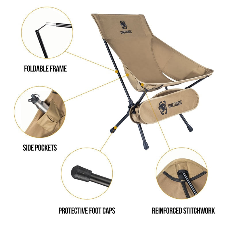 Durable Aluminum Camping Chair with High Back Support