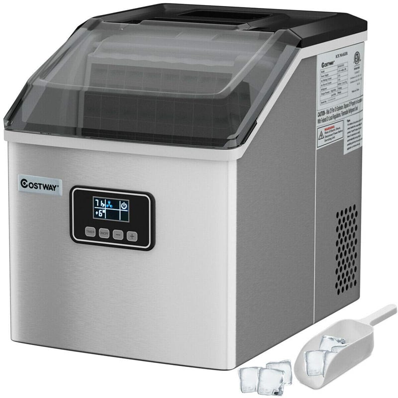 Premium Stainless Steel Portable Ice Maker with Self-Clean Function