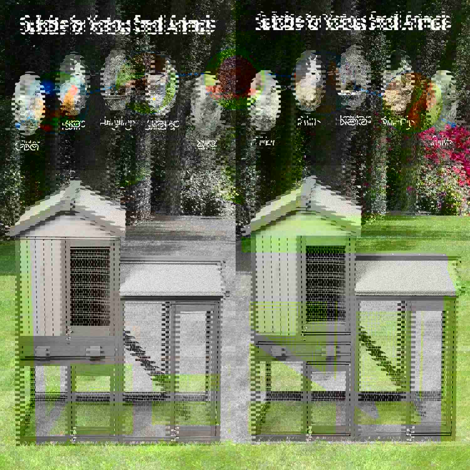 Gymax 58" Large Weatherproof Wooden Rabbit Hutch & Chicken Coop