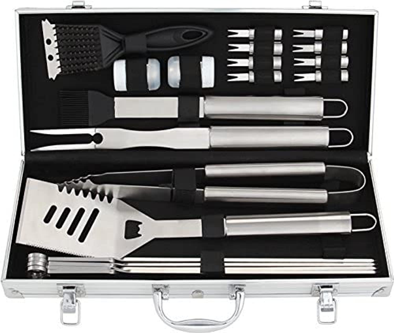 Ultimate 20-Piece Stainless Steel BBQ Tool Set with Aluminum Case