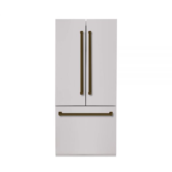 Hallman 36" Built-In French Door Refrigerator with Auto Ice Maker, Bold Bronze Trim