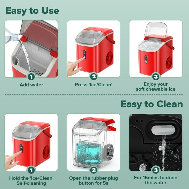 KISSAIR Nugget Ice Maker - Compact, Portable, and Fast Pellet Ice Machine