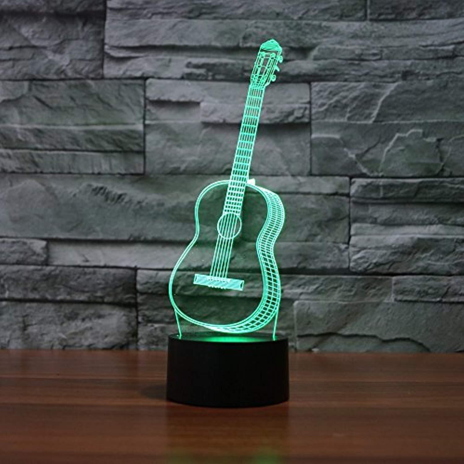 Lmeison 3D Optical Illusion Guitar Desk Lamp - 7 Color Changing LED Night Light