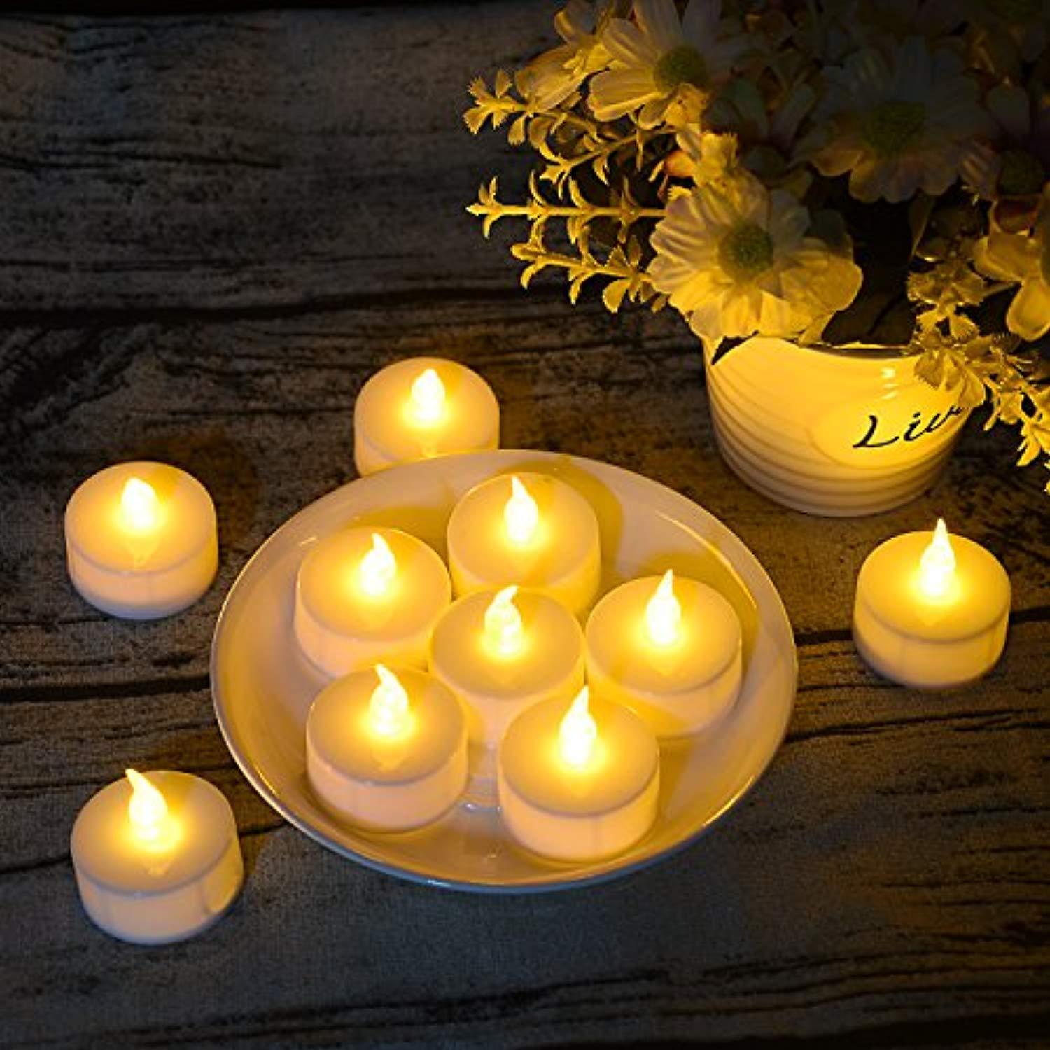 Eco-Friendly LED Tea Lights Candles (125 Pack) - Flickering Warm Yellow for Celebrations