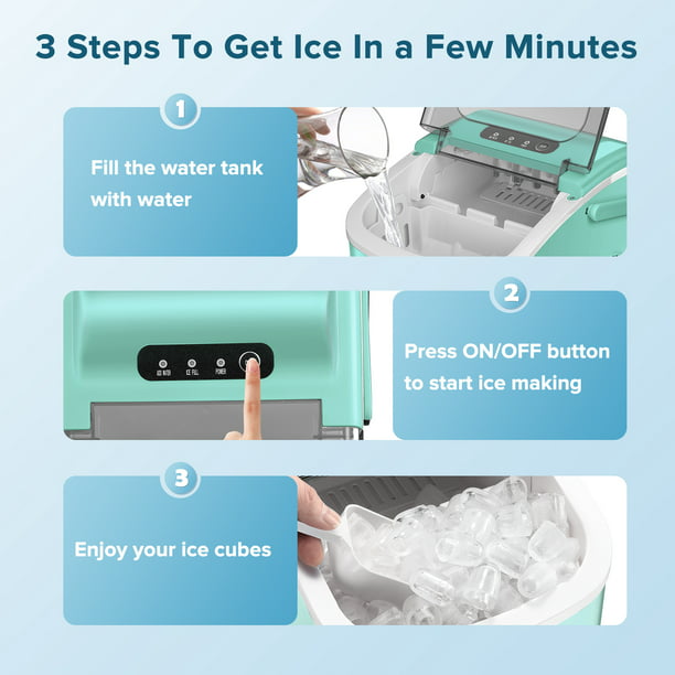 Auseo Compact Ice Maker, 9 Cubes in 8 Mins, 26 lbs Daily, Self-Cleaning