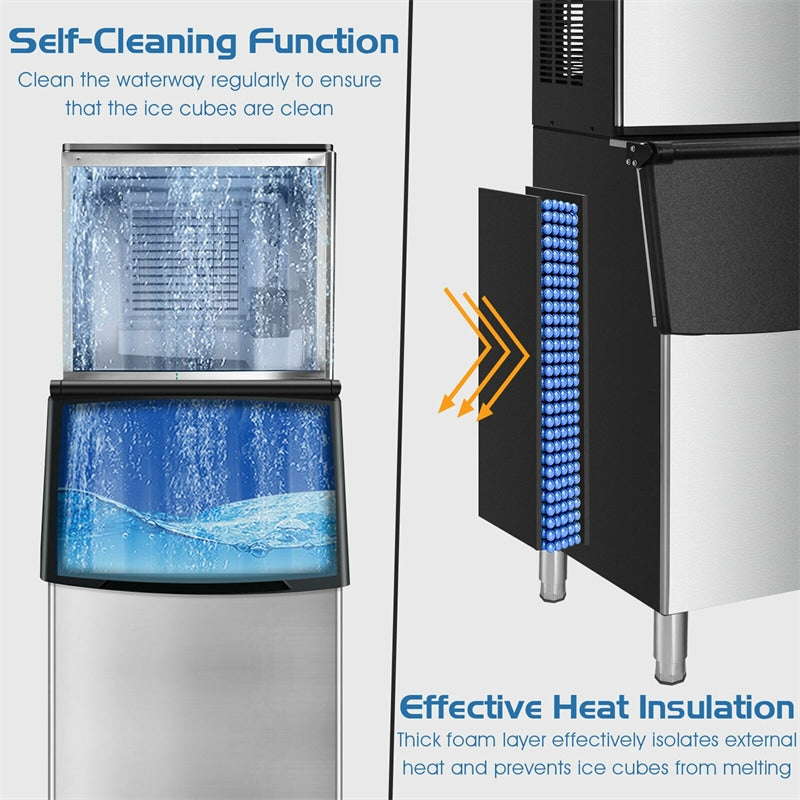 High-Capacity Split Commercial Ice Maker Machine with 198lbs Storage