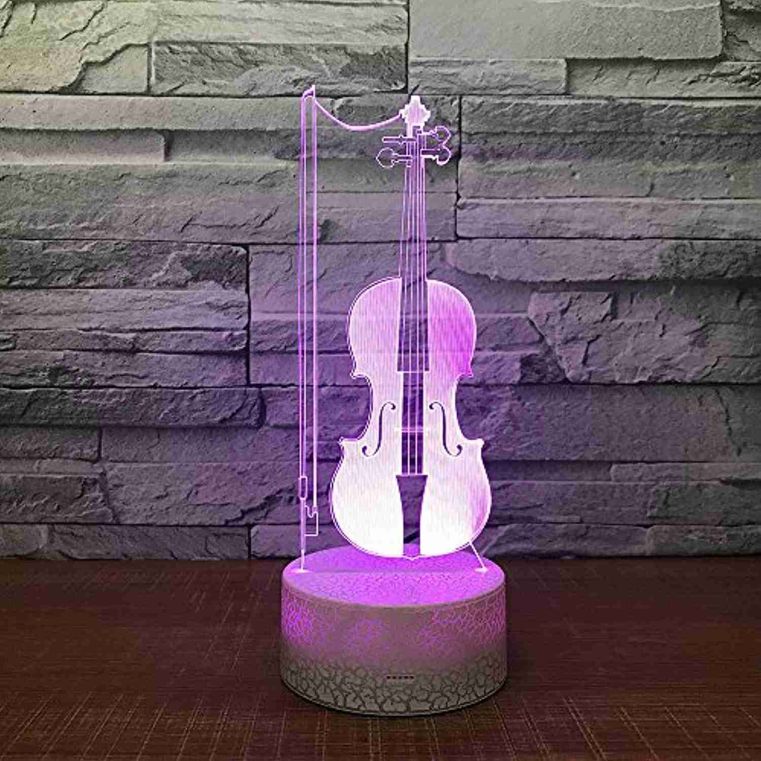 3D Violin LED Night Light - 7 Color Changing Desk Lamp for Home Decor